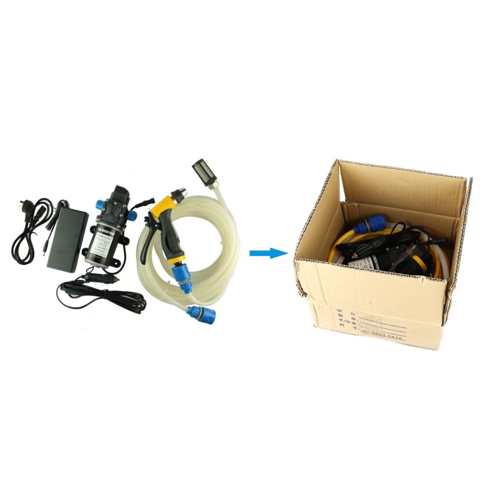 12V 100W car wash pump with Spray Gun And Brush-3